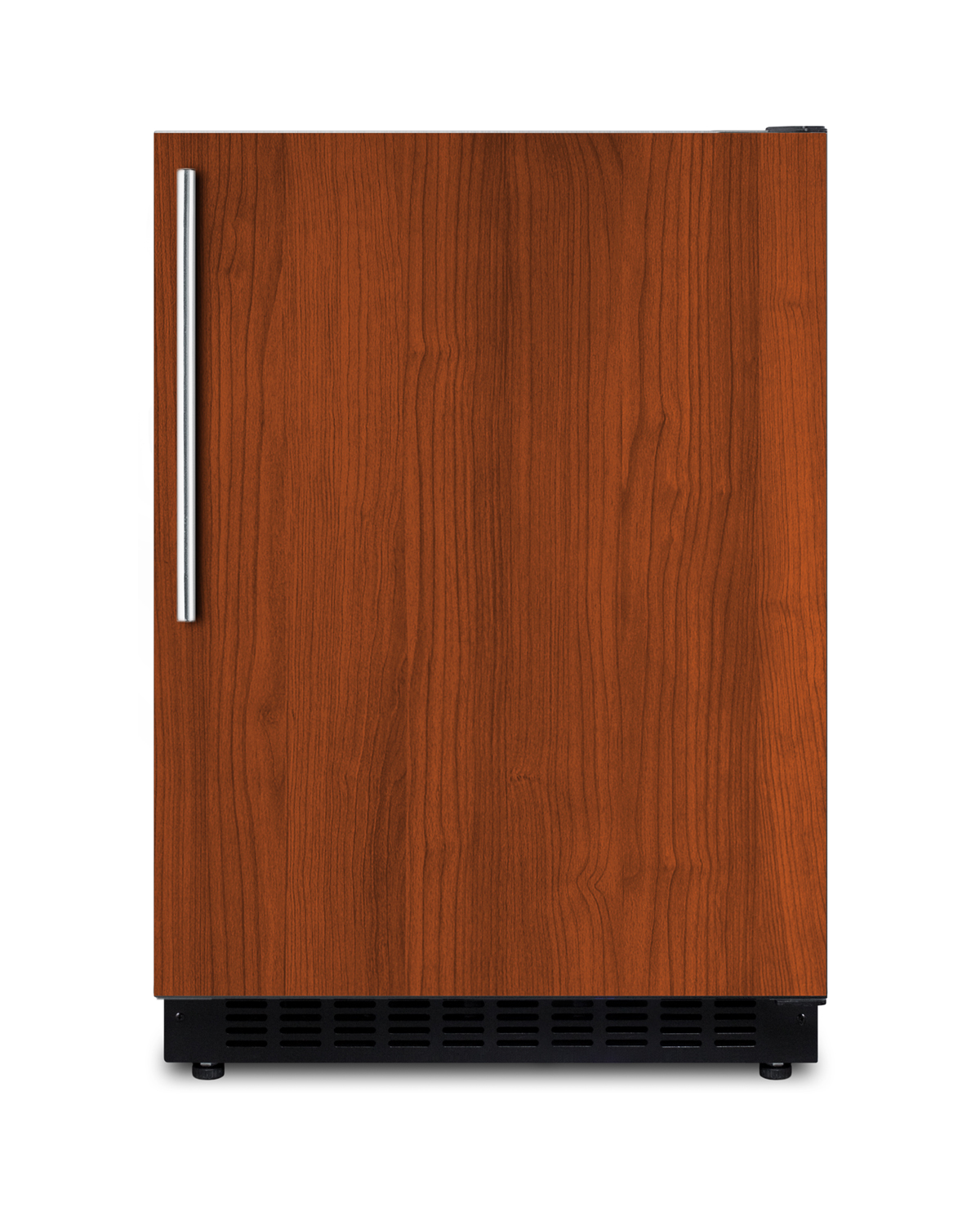 Built-in undercounter ADA compliant all-refrigerator with panel-ready door, black cabinet, door storage, and digital controls